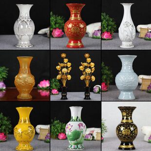 浮雕白瓷甘露花瓶莲花圣水瓶净水瓶插花瓶供瓶十三束花瓶香筒佛具