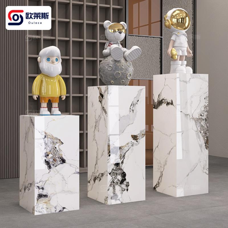 岩板石柱立柱落地式摆件底座边几盆景架摆台客厅玄关展示台花架子