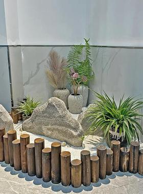 阳台花园造景道具商场木栅栏花坛围栏幼儿园室内装饰木桩摆件落地