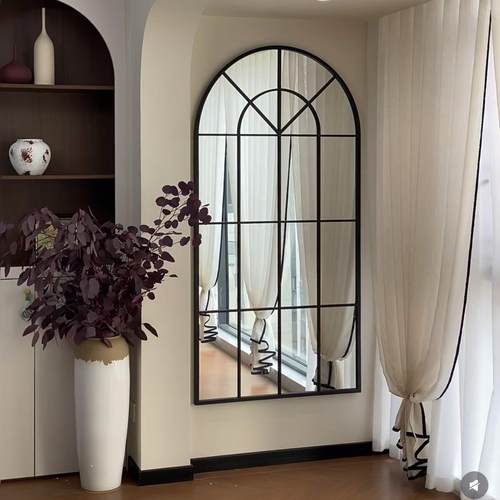 法式客厅入口拱镜全身镜壁挂镜梳妆镜家用落地镜装饰镜装修镜