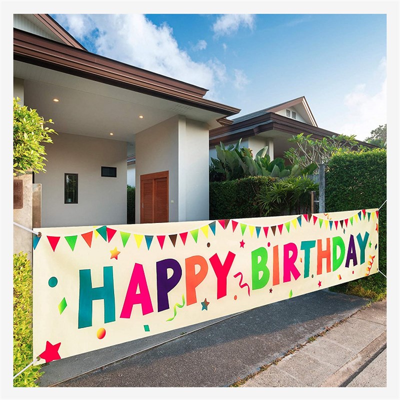 大号生日快乐庭院标志生日快乐A庭院横幅彩色户外装饰派对拉旗拉