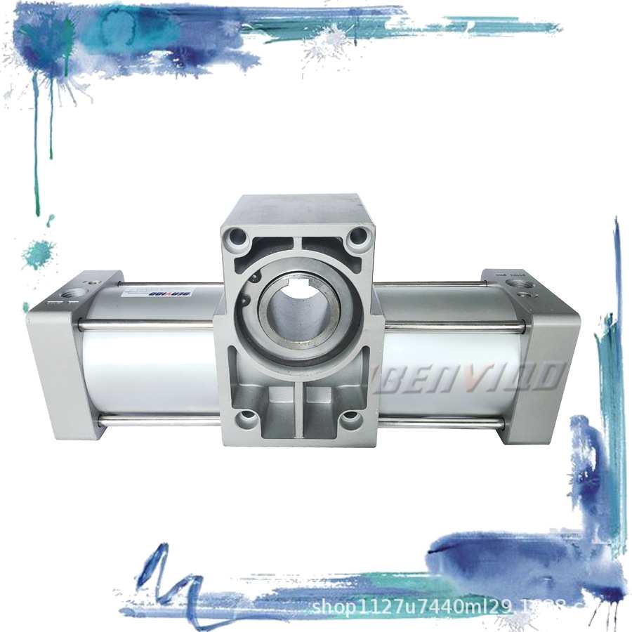 大扭力旋转气动缸QGK100X90-S 180度270度360度摆动气缸可调气缸