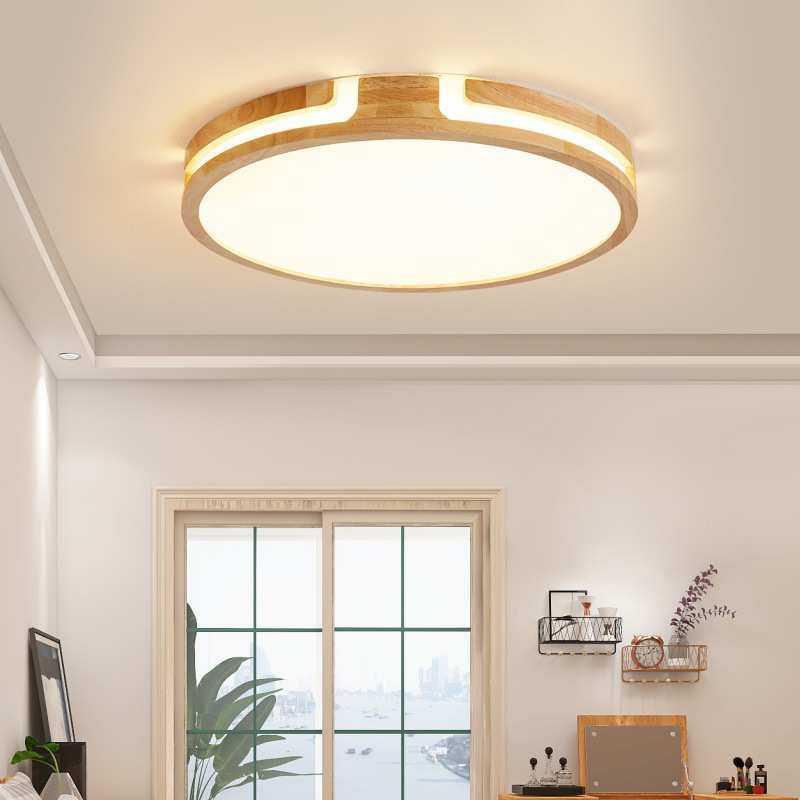 喜尚嘉喜日式客厅吸顶灯长方形实木灯北欧原木房间主卧室木质灯具