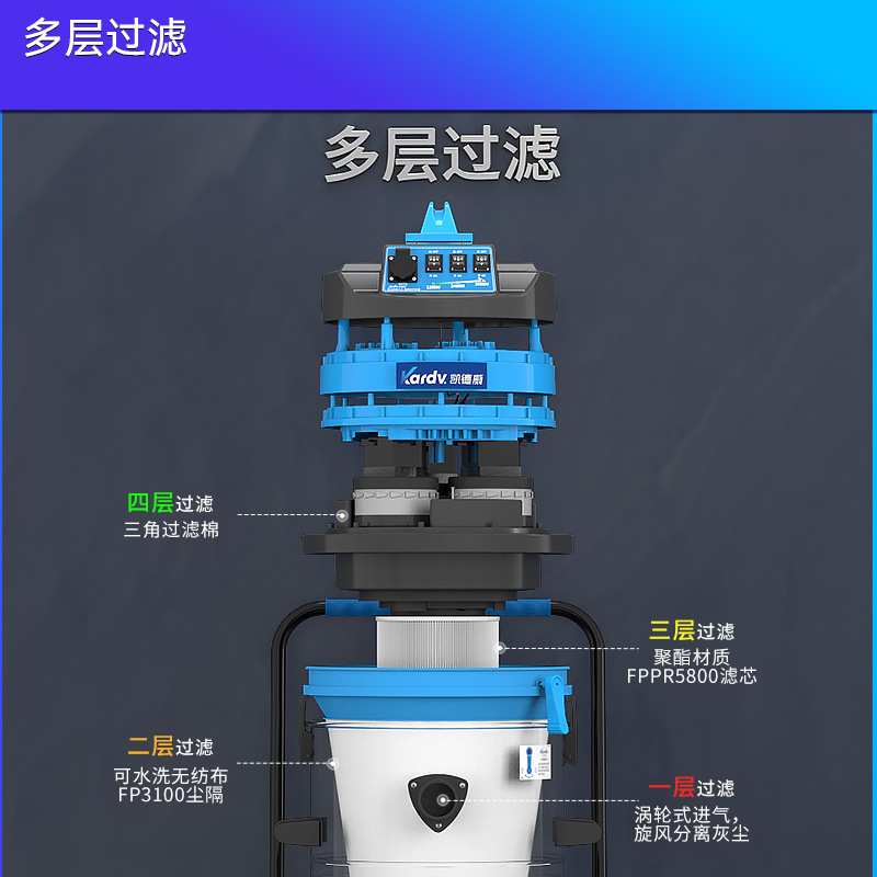 凯德威DL-3078S工业吸尘器工厂车间大功率工业吸尘机粉尘集尘机