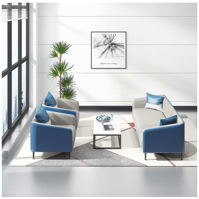 办公室沙发简约现代茶几组合4S休息洽谈区商务接待三人位