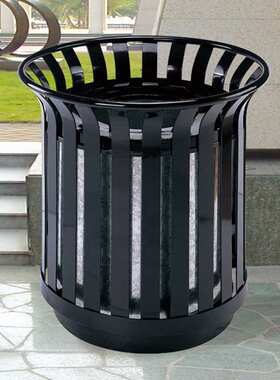 南GPX-51户外花篮式黑色墨绿色垃圾桶大号出口外销垃圾箱公园商场