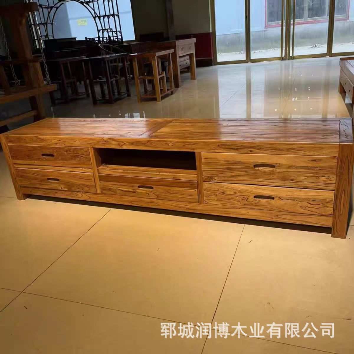 新中式老榆木电视柜客厅落地式实木收纳柜简约古典储物柜影视柜