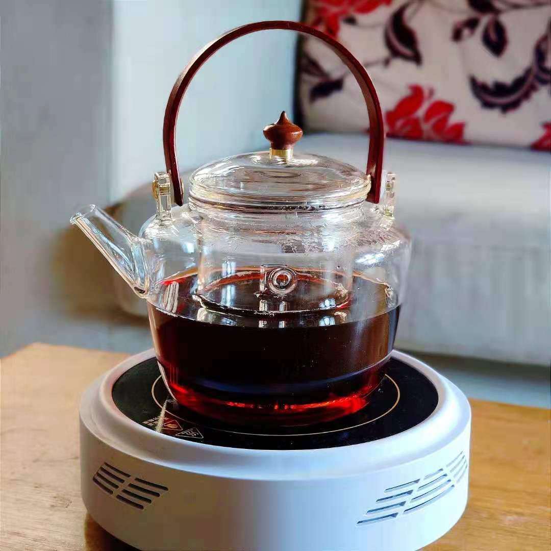 高硼硅耐热玻璃禅道壶竹把玻璃提梁壶蒸煮两用玻璃泡茶壶煮茶壶