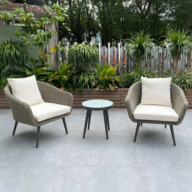 工厂直销Kury户外藤编家具阳台桌椅系列跨境室外休闲沙发玻璃茶几