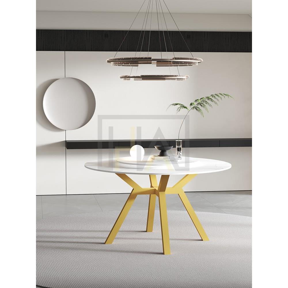 轻奢大理石圆桌腿支架岩板金属圆形支撑架洽谈桌脚餐桌架底座定作