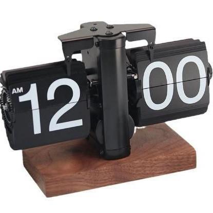 创意简约自动翻页时钟复古客厅桌面摆件家居数字机械座钟