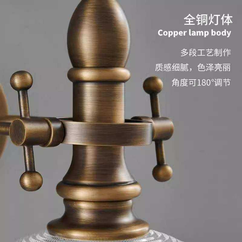 全铜壁灯卧室床头2024新款书房阅读轻奢中古风房间美式乡村工业风