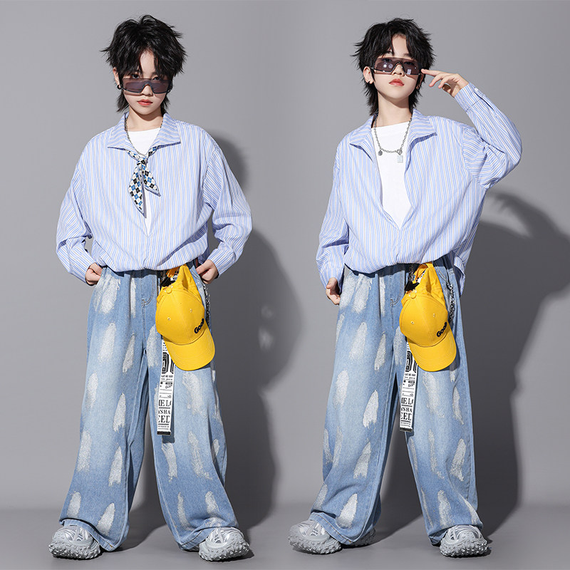 少儿hiphop街舞演出服男女童元旦酷帅儿童嘻哈走秀衬衫牛仔裤套装,童装/婴儿装/亲子装,儿童演出服,淘宝优惠券,粉丝福利购,淘宝优惠卷