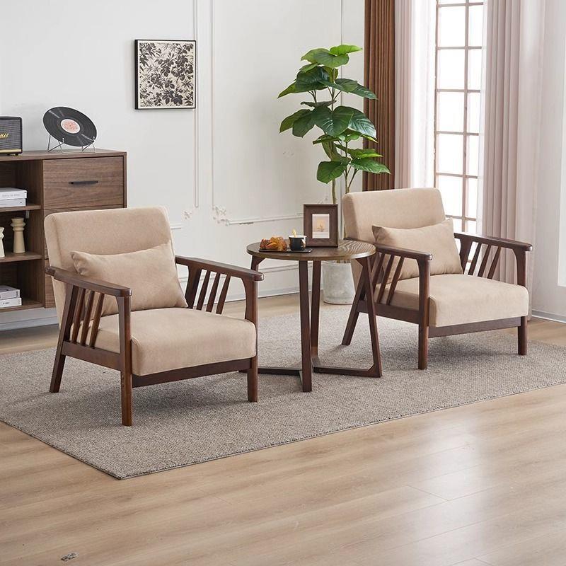 单人沙发椅实木休闲椅子现代简约客厅阳台民宿酒店桌椅日式家用