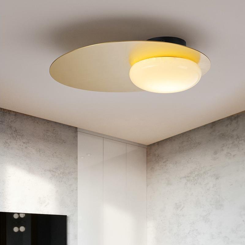 美式走廊门道金色鸡蛋玻璃吸顶灯具简约现代壁灯卧室客厅LED灯