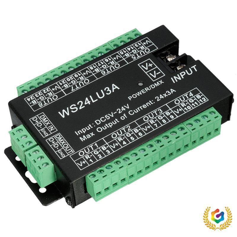 ®LED控制器WS24LU3A解码器24通道RGB灯带模组控制器DMX512