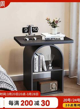 A6L法式卧室黑色奶油风床头柜置物架简约现代可移动床边柜收纳柜