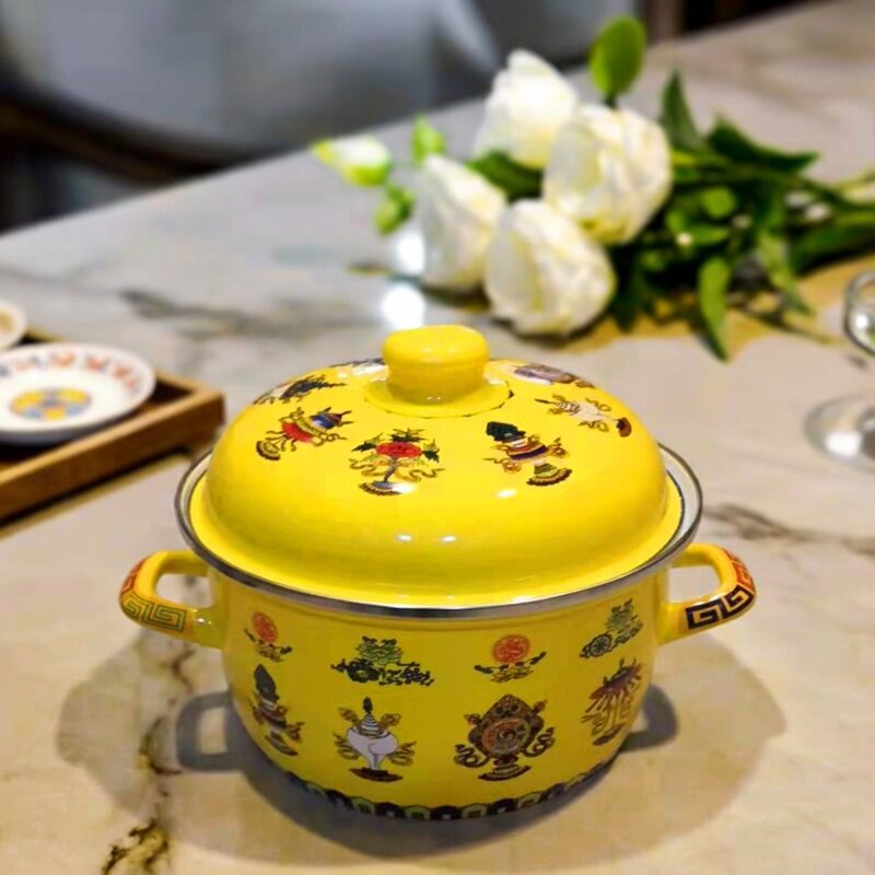藏式奶茶壶西藏藏族生活用具八吉祥奶茶锅熬煮酥油茶冲茶锅大小