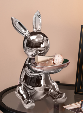 轻奢兔子摆件创意进门入户玄关y钥匙收纳现代简约酒柜装饰乔迁礼