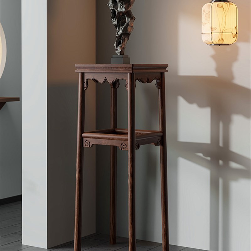 实木花架中式客厅高级花台落地式宋徽宗宋代美学T花几盆景摆放架