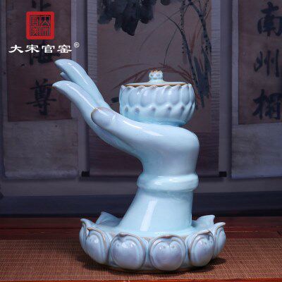 大宋官窑神垕钧瓷家用特色创意纯色釉摆件中式装饰工艺品妙德佛音