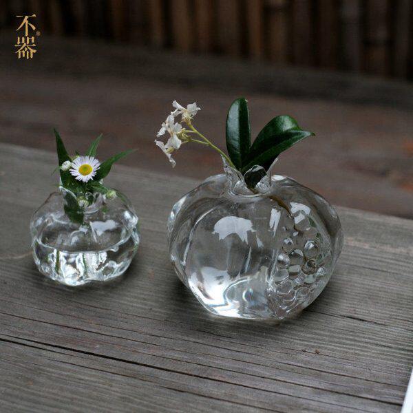 不器茶具 玻璃花瓶迷你水培水养办公桌花瓶.小石榴
