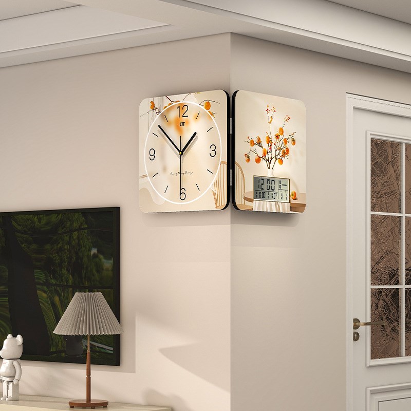 轻奢高级感双面转角m钟表挂钟客厅2025新款简约现代家用创意时钟