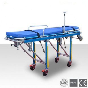 出口铝合金救护车担架床 自动上车担架 急救担架推车 担架车