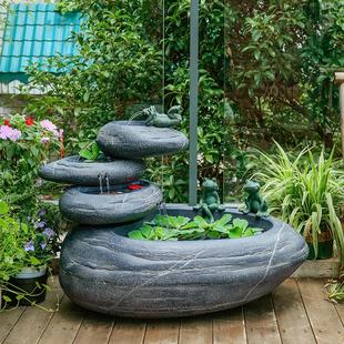 汉韵堂庭院阳台造景流水摆件中式 饰水系景观 禅意小院鱼池循环水装