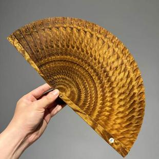 金丝楠木扇子满水波古风走秀香木扇中国风折扇枯木老料夏季 手摇扇