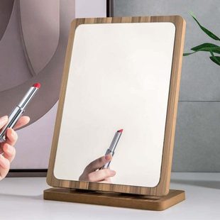 木质化妆镜子小男士专用家用卧室台式桌面桌上梳妆高清折叠简约大