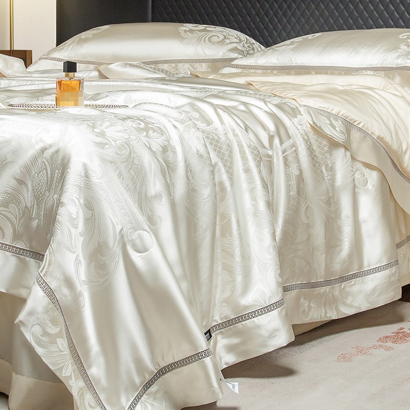 夏季高端b夏凉被四件套空调被高精密锦缎100S天丝提花凉感可水洗