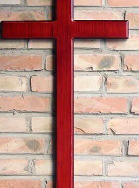 包邮红色大型十字架木质 十字架90公分高实木带纹 墙饰挂件