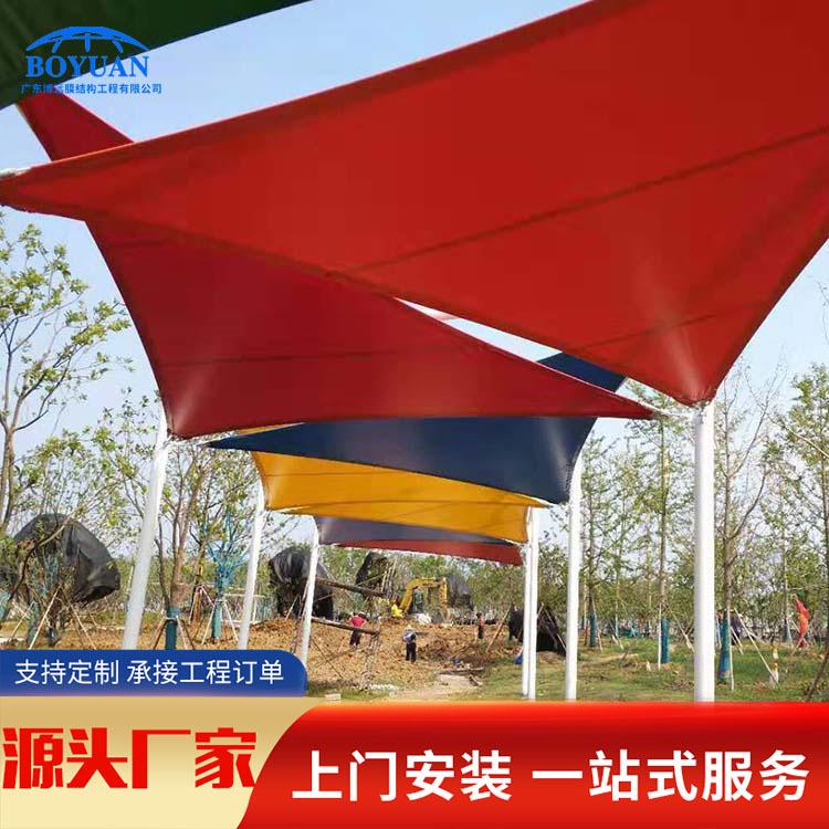 厂家直销景区休闲遮阳棚景观膜结构汽车车棚度假酒店钢结构张拉膜