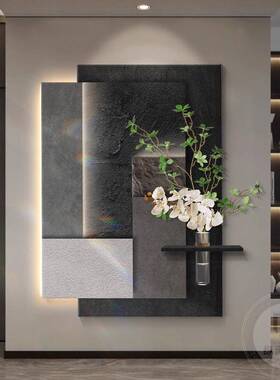 水培绿玄装过饰画现代轻奢ZA0510走廊道挂画抽关象几何立体砂植岩