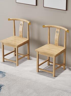 仿古中式橡胶木实木椅IOM茶餐椅椅子客椅厅家用儿童靠背月牙椅半