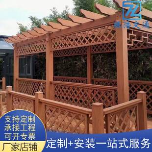 防腐木门楼菠萝格户外古建长廊凉亭小青瓦树脂瓦文化长廊水榭廊架