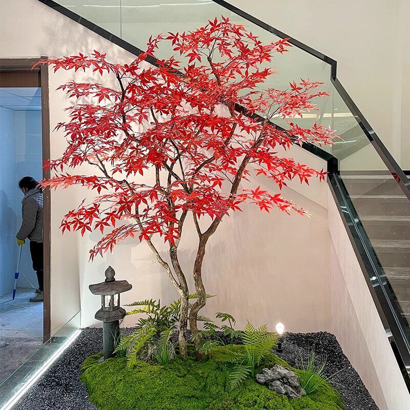 仿真鸡爪槭红枫树绿植物造景餐厅室内外日式景观假树落地装饰摆件图片