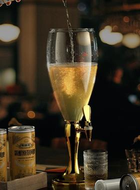 新款酒炮双头3L扎酒啤酒炮商发光可乐桶sijk7169用啤酒塔吧酒桶L