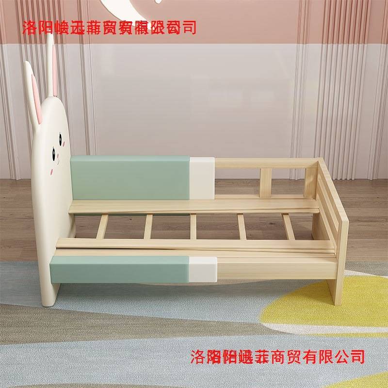 实木儿童拼接床带护栏婴儿加宽小床卡通布艺软包公主床宝宝延边床
