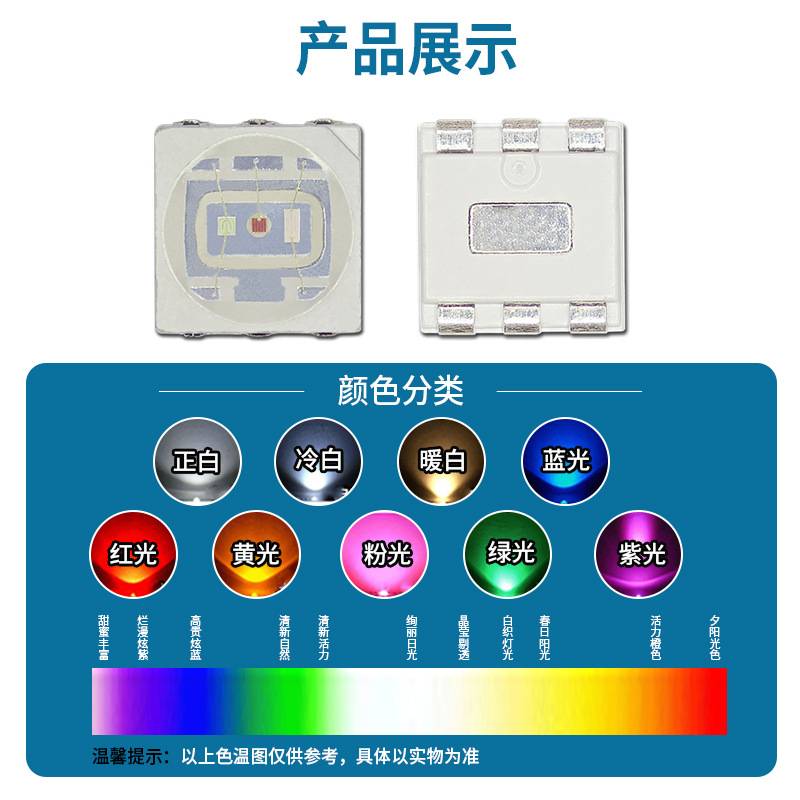 工厂直销超高亮5050RGB0.5W1.5W3W七彩全彩5050rgb红绿蓝LED灯珠