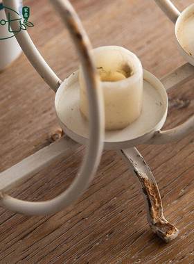 法式蜡浪漫怀旧桌酒烛面摆件店餐厅烛光晚餐蜡台道具婚A2565庆装