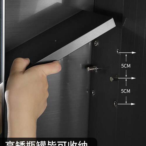 s钢黑色不锈挂墙式智能除雾浴室镜柜带600活动层间板卫生镜子c置