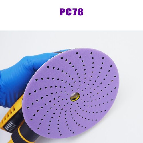 PC78陶瓷磨料紫色旋风砂纸 6寸紫砂150mm薄膜多孔砂纸