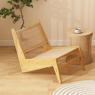 闲椅家用小户型单人沙椅发宅寂风藤编椅创927民宿懒休人椅意2025