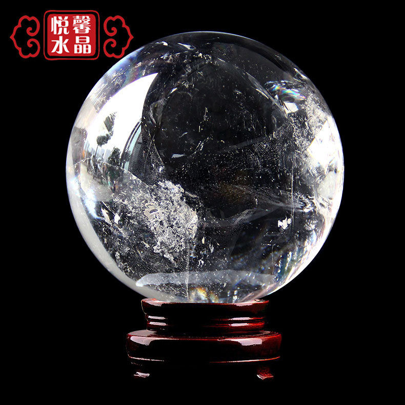 天然白水晶球透明摆件晶体通透原石打磨家居吉祥办公室工艺品摆件
