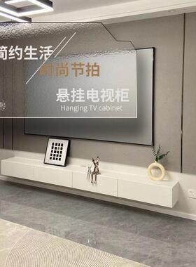 全实木挂电壁视柜代简约客厅新大小户型极简纯白现色悬挂91529款
