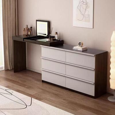 实木梳妆斗台柜一化EGE体卧室床可尾现代简约翻盖伸缩妆桌黑白拼