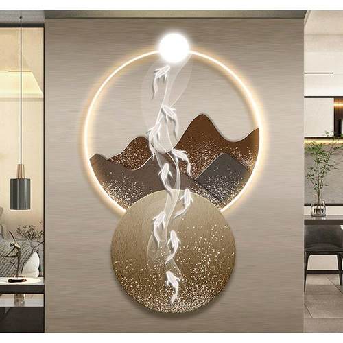 入户鱼图跃龙饰门发道光壁画走廊正对GCU墙灯画装画现代玄关过挂