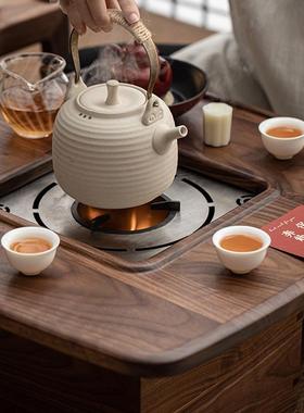 用北美胡桃木中围炉煮茶茶桌碳炉碳桌茶烤火炉家茶室tlcz碳炉式茶